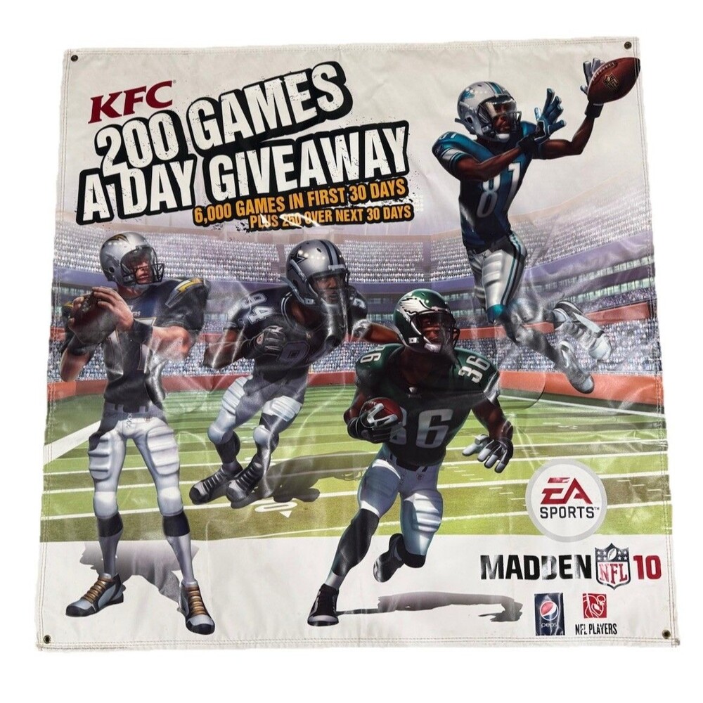 RARE KFC EA Sports Madden NFL 10 Promo Vinyl Banner 53x53 Giant Store Display